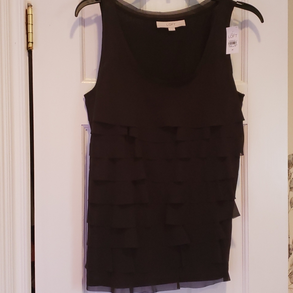 Loft ruffle front shirt NWT